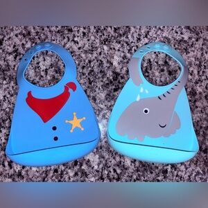 Kids Silicone Bib Set - Blue and Aqua